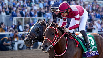 Forever Young held off Sierra Leone to win Saturday's $7 million Breeders' Cup Classic at Del Mar.