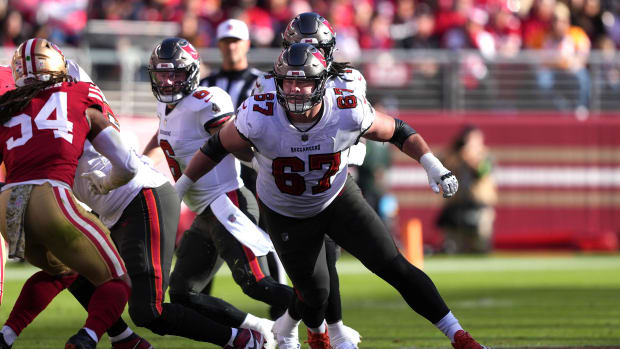 Tampa Bay Buccaneers offensive lineman Luke Goedeke