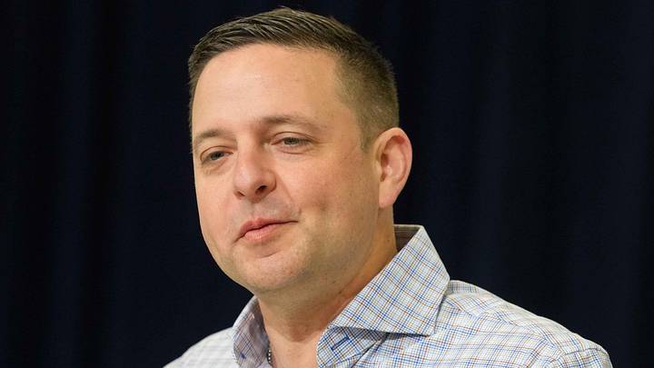 Feb 24, 2026; Indianapolis, IN, USA; New England Patriots general manager Eliot Wolf speaks at the NFL Scouting Combine at the Indiana Convention Center. Mandatory Credit: Kirby Lee-Imagn Images