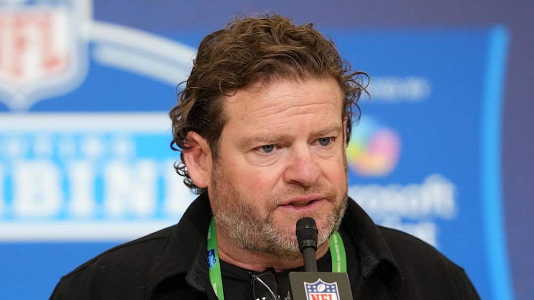 Seattle Seahawks general manager John Schneider speaks at the NFL Scouting Combine.