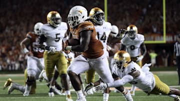 Sep 4, 2016; Austin, TX, USA;  Texas Longhorns running back D'Onta Foreman (33) scores a touchdown during the fourth quarter against the Notre Dame Fighting Irish at Darrell K Royal-Texas Memorial Stadium.