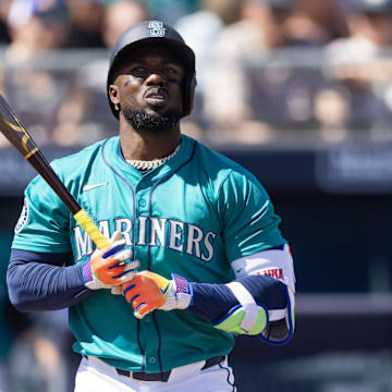 Seattle Mariners outfielder Randy Arozarena gets ready to hit during a spring training game against the San Diego Padres on March 15 at Peoria Sports Complex.