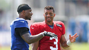 Giants quarterback Russell Wilson and wide receiver Malik Nabers