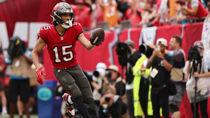 Tampa Bay Buccaneers wide receiver Jalen McMillan is a great anytime touchdown scorer pick on Sunday. Tampa Bay Buccaneers wide receiver Jalen McMillan is a great anytime touchdown scorer pick on Sunday.