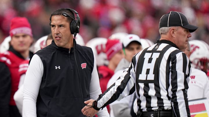 Wisconsin head coach Luke Fickell is shown during the first quarter of their game against Northwestern Saturday, November 11, 2023 at Camp Randall Stadium in Madison, Wisconsin.