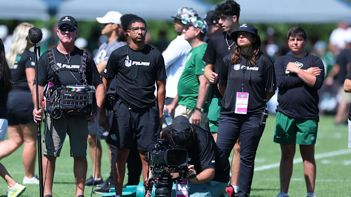 An NFL Films crew for "Hard Knocks" on Jul 22, 2023.