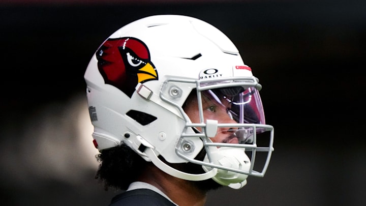 Arizona Cardinals quarterback Kyler Murray (1) practices during the team's training camp session at State Farm Stadium in Glendale on July 24, 2024.