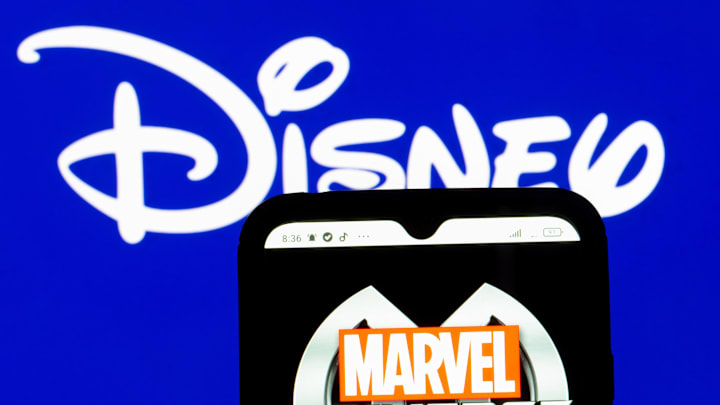 In this photo illustration, the Marvel Universe Live! logo...