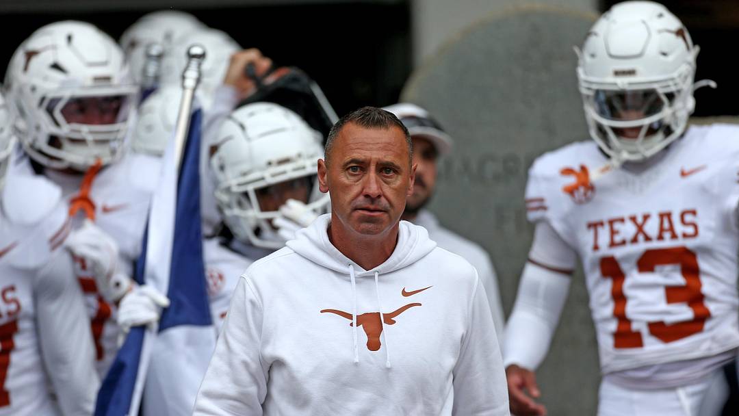 Texas Longhorns head coach Steve Sarkisian walks out of the locker room prior to the game against the Mississippi State Bulldogs at Davis Wade Stadium at Scott Field.