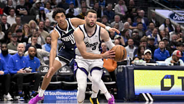Sacramento Kings guard Zach LaVine drives to the basket past Dallas Mavericks guard Max Christie during the second half at the American Airlines Center. 