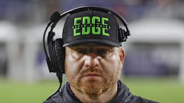 Nov 1, 2024; Boca Raton, Florida, USA;  South Florida Bulls head coach Alex Golesh on the sidelines during the second half against the Florida Atlantic Owls at FAU Stadium. Credit: Reinhold Matay-Imagn Images