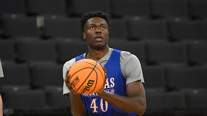 Flory Bidunga practices before this year's NCAA tournament. Flory Bidunga practices before this year's NCAA tournament.