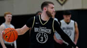 Purdue Boilermakers guard Braden Smith (3) practices Wednesday, Sept. 24, 2025, at Mackey Arena in West Lafayette.
