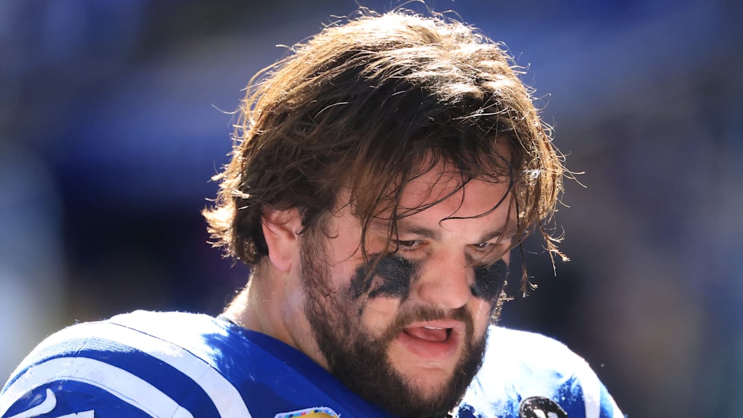 Quenton Nelson of the Indianapolis Colts looks tired