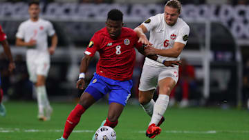 Luis Diaz and Samuel Piette in Costa Rica v Canada: Quarterfinals - CONCACAF Gold Cup
