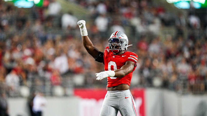 Ohio State Buckeyes linebacker Sonny Styles (0) reacts in the first half at the Ohio Stadium on Saturday, Sept. 13, 2025 in Columbus, Ohio. Ohio State Buckeyes linebacker Sonny Styles (0) reacts in the first half at the Ohio Stadium on Saturday, Sept. 13, 2025 in Columbus, Ohio.