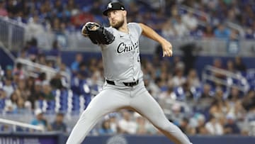 Jul 6, 2024; Miami, Florida, USA;  Chicago White Sox starting pitcher Garrett Crochet (45) pitches against the Miami Marlins during the second inning at loanDepot Park. Mandatory Credit: Rhona Wise-Imagn Images
