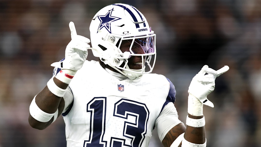 Dallas Cowboys linebacker DeMarvion Overshown (13) reacts after making a tackle against the Cincinnati Bengals in the first quarter  at AT&T Stadium.