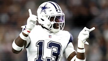 Dallas Cowboys linebacker DeMarvion Overshown (13) reacts after making a tackle against the Cincinnati Bengals in the first quarter  at AT&T Stadium.