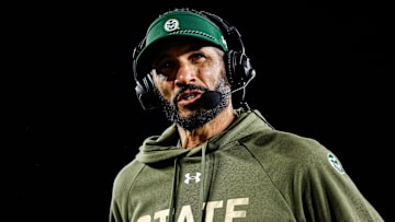 Oct 10, 2025; Fort Collins, Colorado, USA; Colorado State Rams head coach Jay Norvell after the game against the Fresno State Bulldogs at Sonny Lubick Field at Canvas Stadium. Mandatory Credit: Isaiah J. Downing-Imagn Images