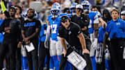 Detroit Lions head coach Dan Campbell reacts to a play against LA Chargers during the second half of the Hall of Fame Game.