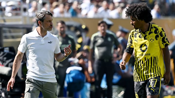 Hatten desöfteren Redebedarf: Trainer Niko Kovac und Karim Adeyemi Hatten desöfteren Redebedarf: Trainer Niko Kovac und Karim Adeyemi