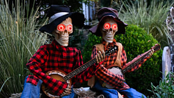 Decorated Halloween houses in San Francisco's Presidio Terrace