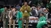 Jun 9, 2024; Boston, Massachusetts, USA; Boston Celtics former player Paul Pierce walks onto the court before game two of the 2024 NBA Finals between the Boston Celtics and the Dallas Mavericks at TD Garden. Mandatory Credit: Peter Casey-USA TODAY Sports