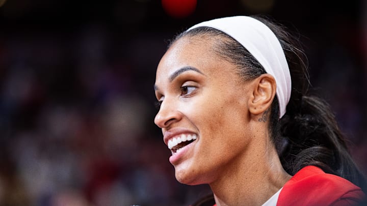 May 17, 2025; Indianapolis, Indiana, USA; Indiana Fever forward DeWanna Bonner (25) after the game against the Chicago Sky at Gainbridge Fieldhouse. Mandatory Credit: Trevor Ruszkowski-Imagn Images