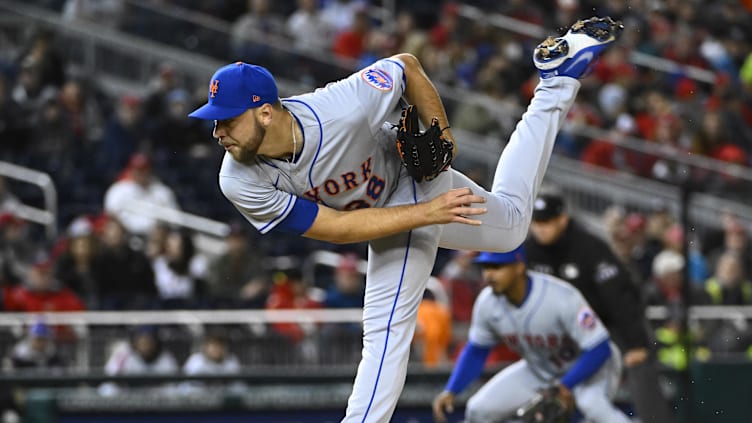 Apr 7, 2022; Washington, District of Columbia, USA; New York Mets starting pitcher Tylor Megill (38)