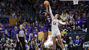 Mar 31, 2023; Virginia Tech center Elizabeth Kitley (33) blocks a shot by LSU Lady Tigers forward Angel Reese (10) in the women's Final Four of the 2023 NCAA Tournament.