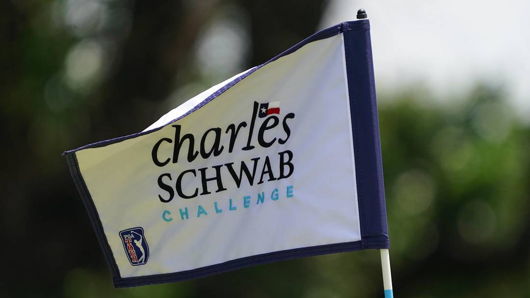 May 25, 2025; Fort Worth, Texas, USA; A flag stick on the fifth green during the final round of the Charles Schwab Challenge golf tournament. Mandatory Credit: Raymond Carlin III-Imagn Images