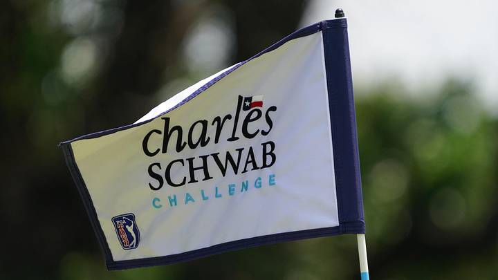 May 25, 2025; Fort Worth, Texas, USA; A flag stick on the fifth green during the final round of the Charles Schwab Challenge golf tournament. Mandatory Credit: Raymond Carlin III-Imagn Images