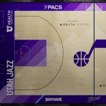 Utah Jazz new court for the 2025-26 NBA season.