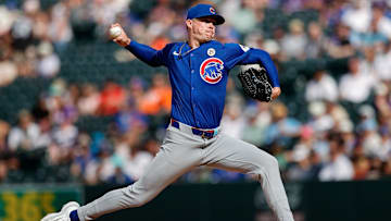 Sep 15, 2024; Denver, Colorado, USA; Chicago Cubs relief pitcher Keegan Thompson (71) pitches in the eighth inning against the Colorado Rockies at Coors Field. Mandatory Credit: Isaiah J. Downing-Imagn Images