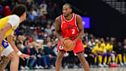 Feb 4, 2025; Inglewood, California, USA; Los Angeles Clippers forward Kawhi Leonard (2) controls the ball against the Los Angeles Lakers during the first half at Intuit Dome. Mandatory Credit: Gary A. Vasquez-Imagn Images