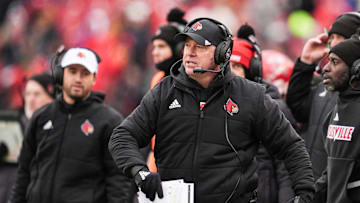 Louisville Cardinals head coach Jeff Brohm on the sidelines during the game against Kentucky Saturday, November 29, 2025 in Louisville, Kentucky at L&N Federal Credit Union Stadium.