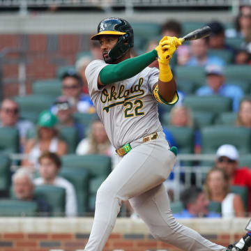 Oakland Athletics left fielder Miguel Andujar could be a trade target for the Atlanta Braves