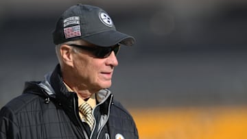 Nov 17, 2024; Pittsburgh, Pennsylvania, USA;  Pittsburgh Steelers owner Art Rooney II walks the field before the game against t he Baltimore Ravens at Acrisure Stadium. Mandatory Credit: Charles LeClaire-Imagn Images