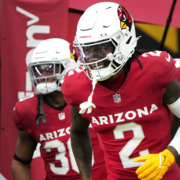 Arizona Cardinals receiver Marquise Brown (2) takes the field to warm up before their game against the Atlanta Falcons at State Farm Stadium on Nov. 12, 2023, in Glendale.