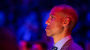Apr 6, 2023; Phoenix, Arizona, USA; TNT announcer Reggie Miller prior to the Phoenix Suns game against the Denver Nuggets at Footprint Center. Mandatory Credit: Mark J. Rebilas-Imagn Images