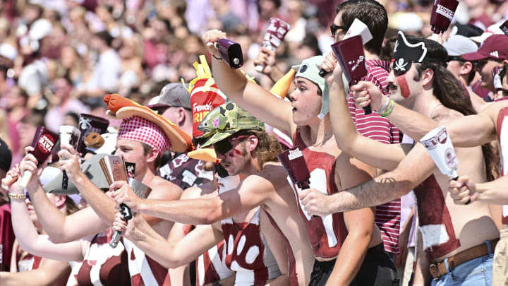 Mississippi State Bulldogs fans cheer during the game against the LSU Tigers at Davis Wade Stadium at Scott Field. 