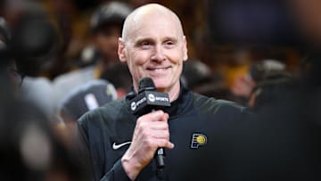 Indiana Pacers head coach Rick Carlisle speaks after Game 6 of the Eastern Conference Finals against the New York Knicks in the 2025 NBA Playoffs at Gainbridge Fieldhouse.
