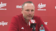 Indiana basketball coach Darian DeVries speaks to media Dec. 9, 2025, at Assembly Hall after defeating Penn State.