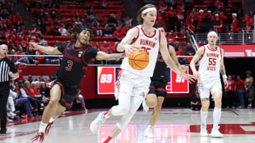 Feb 29, 2024; Salt Lake City, Utah, USA; Stanford Cardinal guard Kanaan Carlyle (3) knocks the ball away from Utah Utes center Branden Carlson (35) during the second half at Jon M. Huntsman Center. Mandatory Credit: Rob Gray-USA TODAY Sports