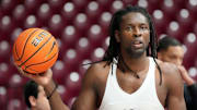 Jan 14, 2025; Tuscaloosa, AL, USA; Alabama center Clifford Omoruyi (11) warms up before the game with Ole Miss at Coleman Coliseum. Mandatory Credit: Gary Cosby Jr.-Tuscaloosa News