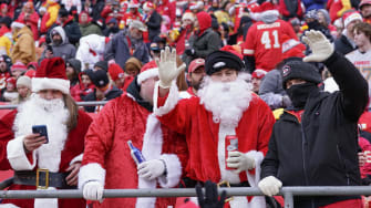 Dec 25, 2023; Kansas City, Missouri, USA; Kansas City Chiefs fans show support against the Las Vegas Raiders on Christmas Day.