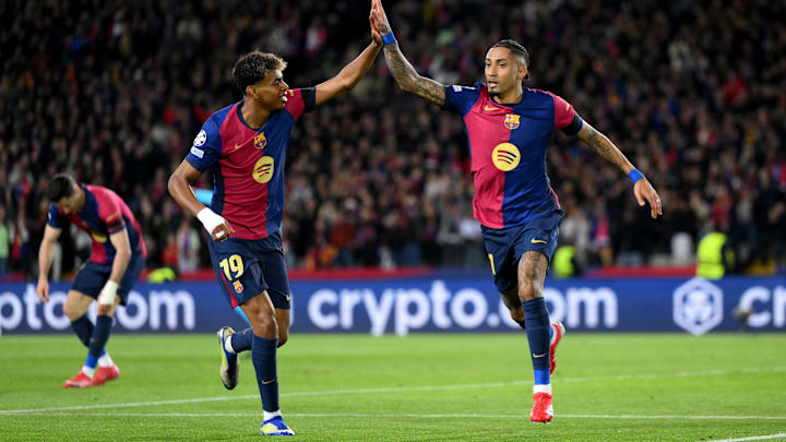 Lamine assisted and scored and Raphinha had 2 goals