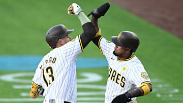 San Diego Padres infielders Manny Machado, Luis Arraez