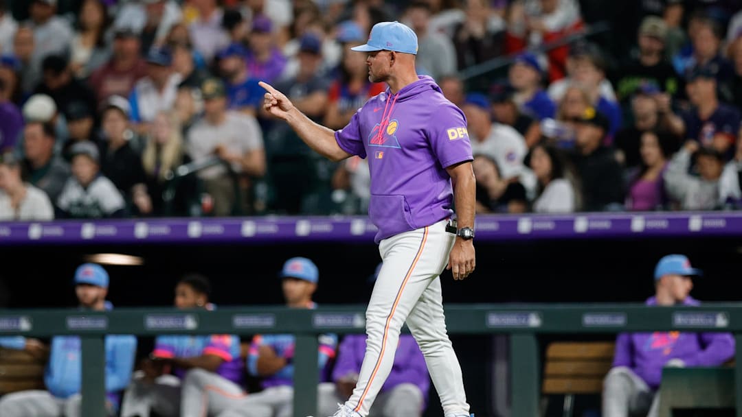 Aug 29, 2025; Denver, Colorado, USA; Colorado Rockies interim manager Warren Schaeffer (34) gestures for a pitching change in the fifth inning against the Chicago Cubs at Coors Field. Mandatory Credit: Isaiah J. Downing-Imagn Images Aug 29, 2025; Denver, Colorado, USA; Colorado Rockies interim manager Warren Schaeffer (34) gestures for a pitching change in the fifth inning against the Chicago Cubs at Coors Field. Mandatory Credit: Isaiah J. Downing-Imagn Images